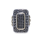 Sterling Silver + 18K Yellow Gold + Black Diamond Ring // Ring Size: 7 // Store Display