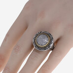 Sterling Silver + 18K Yellow Gold Pave Diamond Ring // Ring Size: 7.5 // Store Display