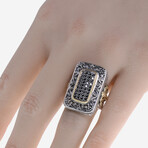 Sterling Silver + 18K Yellow Gold + Black Diamond Ring // Ring Size: 7 // Store Display