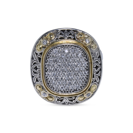 18K Yellow Gold + Sterling Silver Diamond Ring // Ring Size: 7 // Store Display