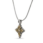 Sterling Silver + 18K Yellow Gold Diamond Cross Pendant Necklace // 19" // Store Display