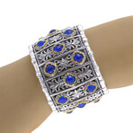 Sterling Silver + 18K Yellow Gold Lapis Doublet Bracelet // 7" // Store Display