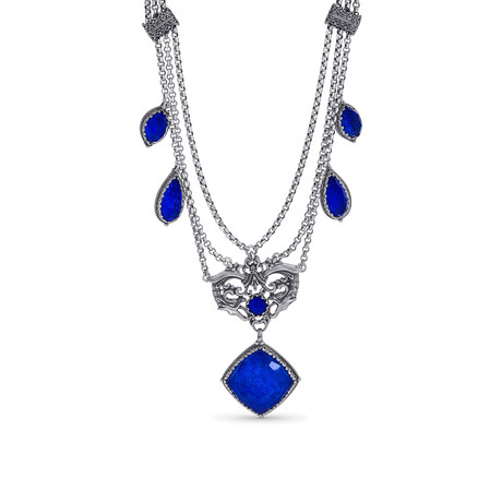 Andromeda Sterling Silver + Lapis Doublet Necklace // 17" // Store Display