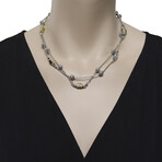 Kleos Sterling Silver + 18K Yellow Gold Iolite + Peridot + Topaz Station Necklace // 36" // Store Display