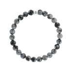 8mm Round Gemstone Bracelet Snowflake Obsidian (M)