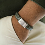 Preston Leather Bracelet Matt Green (M)