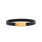 Grady Leather Bracelet Black/18K Gold (S)