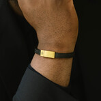 Grady Leather Bracelet Black/18K Gold (M)