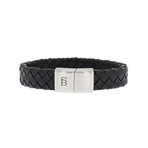 Preston Leather Bracelet Matt Black (S)