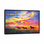 Wild Horses Running At Sunset by Leon Devenice (18"H x 26"W x 1.5"D)