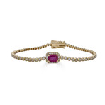 Rectangular 14K Yellow Gold Diamond & Ruby Bracelet // 7 inches