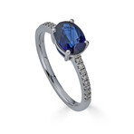 14K White Gold Diamond & Sapphire Ring // 6.25