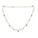 Circle Pendants // 14K Yellow Gold Diamond & Ruby Necklace // 16-18" Adjustable Chain