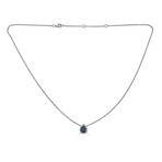 Drop Pendant // 14K White Gold Diamond & Sapphire Necklace // 16-18" Adjustable chain