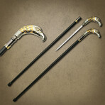 Silver + Gold Bird Sword Cane // 35"