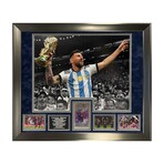 Lionel Messi // Autographed 2021 Topps Football Festival Steve Aoki UEFA Champions League Card + Framed Collage