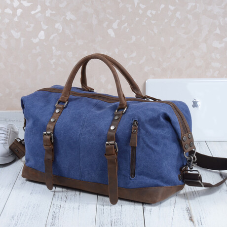 Canvas Travel Duffel Bag//Blue