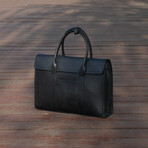 Top Handle Leather Briefcase // Black