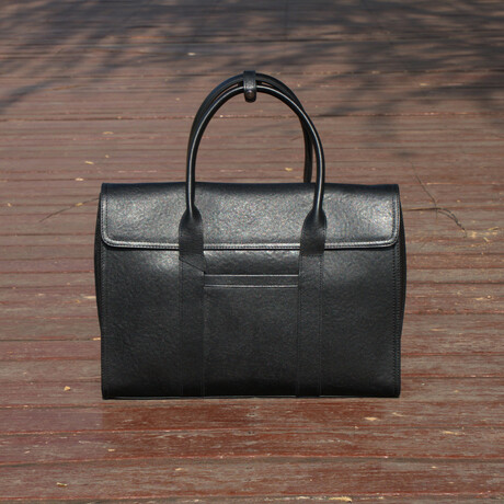Top Handle Leather Briefcase // Black