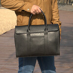 Top Handle Leather Briefcase // Black