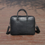 Minimalist Leather Briefcase Laptop Bag // Black