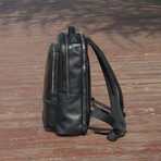 Minimalist Zip Open Leather Backpack // Black