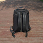 Minimalist Zip Open Leather Backpack // Black