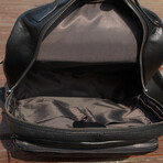 Minimalist Zip Open Leather Backpack // Black