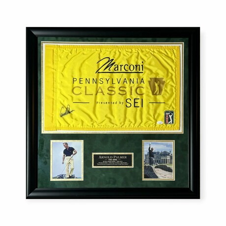 Arnold Palmer // Autographed Marconi Pennsylvania Classic Golf Flag + Framed