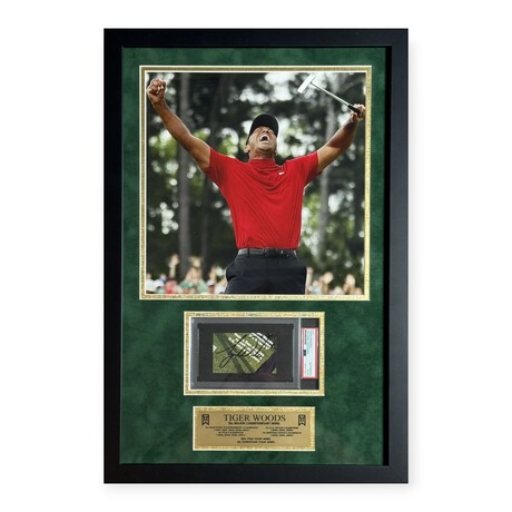 Tiger Woods // Autographed Cut + Framed // PSA Slabbed