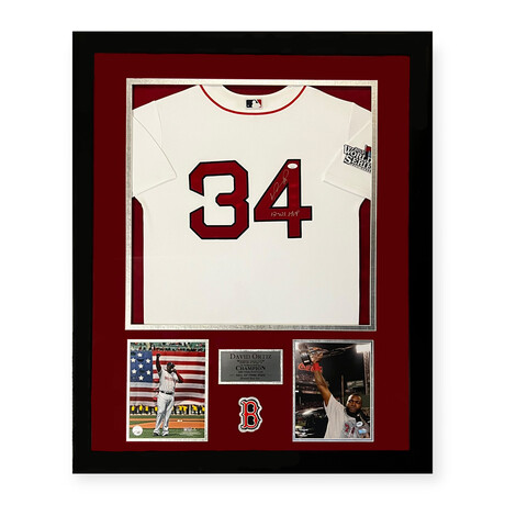 Davis Ortiz // Boston Red Sox // Autographed Jersey + Inscription + Framed