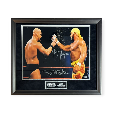 Stone Cold Steve Austin & Hulk Hogan // Autographed Photographed + Framed