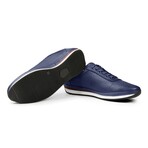 Men's Pierced Genuine Leather Casual Sneakers // Navy Blue (Euro: 40)