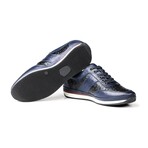 Men's Ostrich Genuine Leather Casual Sneakers // Navy Blue (Euro: 45)