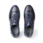 Men's Ostrich Genuine Leather Casual Sneakers // Navy Blue (Euro: 41)