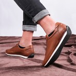 Men's Pierced Genuine Leather Casual Sneakers // Tobacco (Euro: 41)