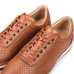 Men's Pierced Genuine Leather Casual Sneakers // Tobacco (Euro: 42)