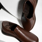 Men's Genuine Leather Slip On Casual Shoes // Brown (Euro: 41)