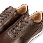 Men's Pierced+Plain Genuine Leather Casual Sneakers // Brown (Euro: 41)