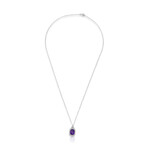 Fine Jewelry // 14K White Gold Amethyst + Diamond Pendant Necklace // 18" // New