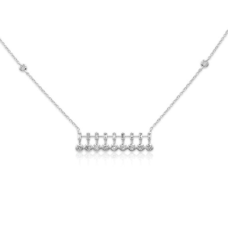 14K White Gold Diamond Pendant Necklace II // 16" // New