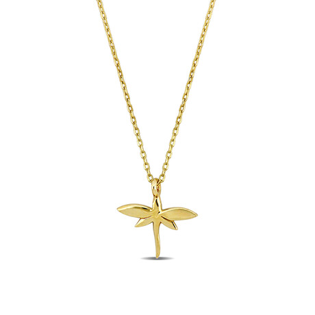 Dragonfly Pendant with Chain // 14k Yellow Gold // 17"