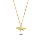 Dragonfly Pendant with Chain // 14k Yellow Gold // 17"