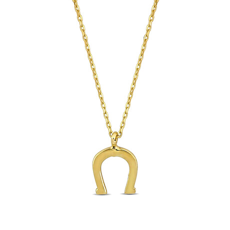 Horseshoe Pendant with Chain // 14k Yellow Gold // 17"