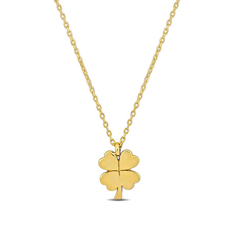 Clover Leaf Pendant with Chain // 14k Yellow Gold // 17"