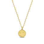 Smiley Face Pendant with Chain // 14k Yellow Gold // 17"