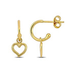 Heart Drop Hoop Earrings // 14k Yellow Gold