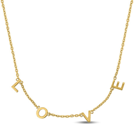 "Love" Alphabet Necklace // 14k Yellow Gold // 16.5"