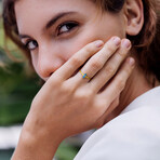 Enamel Hamsa Ring // 14k Yellow Gold //Turquoise