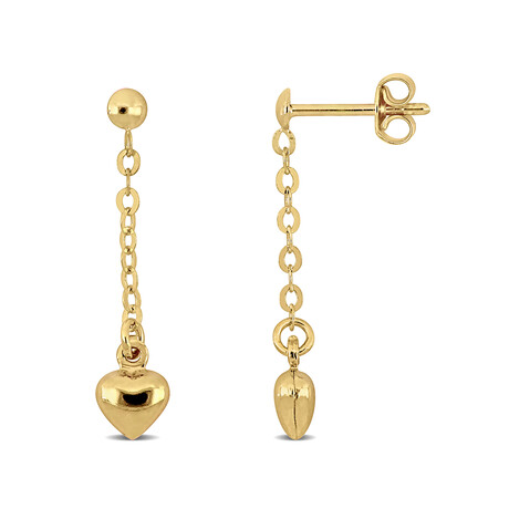 Heart Drop Earrings // 14k Yellow Gold